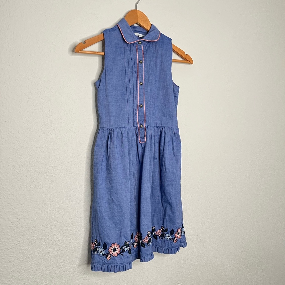 Janie and Jack Blue Dress with Pink Embroidery